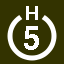 File:White 5 in white circle with H above.svg