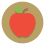 an apple on a brown background