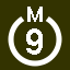 File:White 9 in white circle with M above.svg
