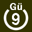 File:White 9 in white circle with Guuml above.svg