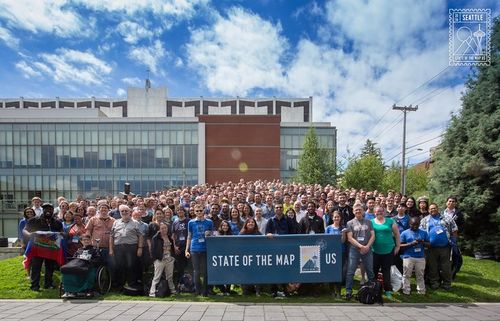 State of the Map US 2016 Group Photo, taken 7/23/2016 at Seattle University.