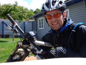 Jens on MTB with GPS on OSM mappeing mission