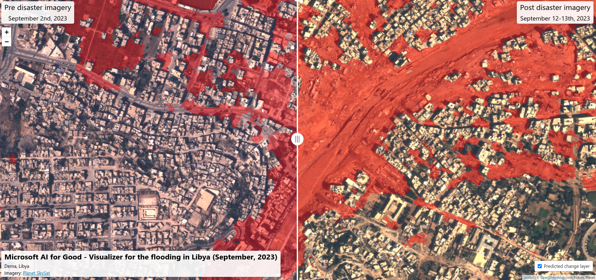 Before and after the floods in Libya