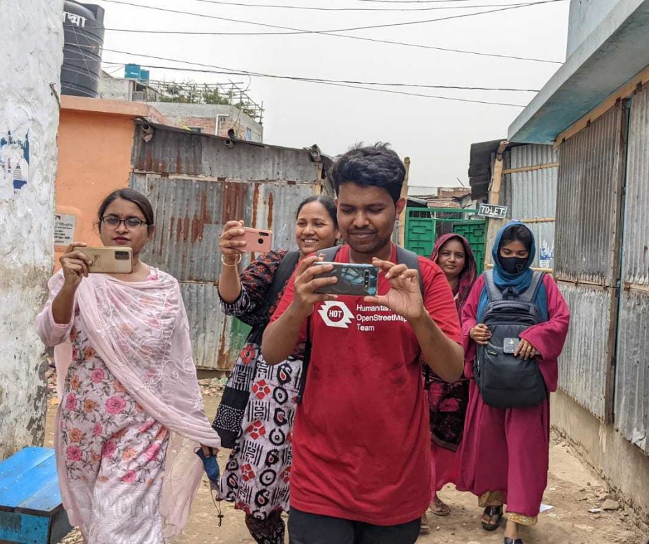Open Mapping Guru, Brazil Singh in a field visit and data collection in Mirpur and Duaripara, Dhaka.