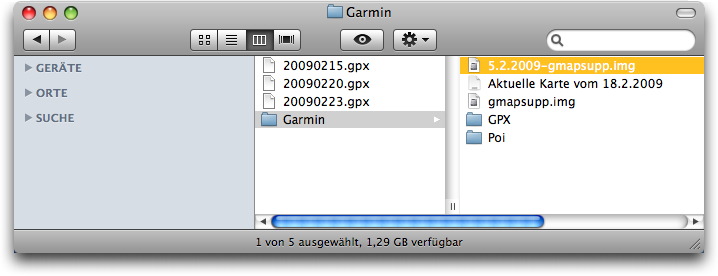 Dateistruktur auf der Speicherkarte im Garmin etrex
