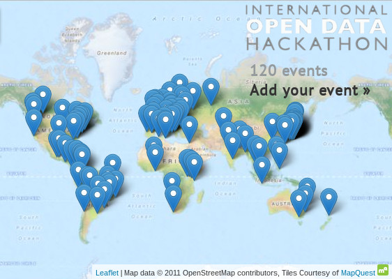 Map of Open Data Day 2015 events around the World