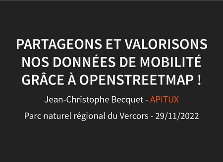 Partageons et valorisons nos données de mobilité grâce à OpenStreetMap !