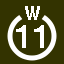 File:White 11 in white circle with W above.svg