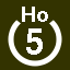 File:White 5 in white circle with Ho above.svg