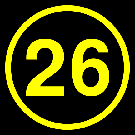 File:26 black yellow-round.svg