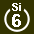 White 6 in white circle with Si above.svg