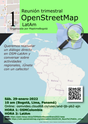 Flyer OSMLatam reunión virtual 29-01-2022