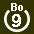 White 9 in white circle with Bo above.svg