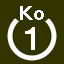 File:White 1 in white circle with Ko above.svg