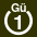White 1 in white circle with Gü above.svg