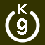 File:White 9 in white circle with K above.svg