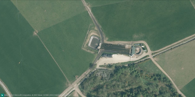 Bing imagery of Cefnamlwch milking parlour