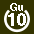 White 10 in white circle with Gu above.svg