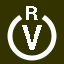 File:White V in white circle with R above.svg