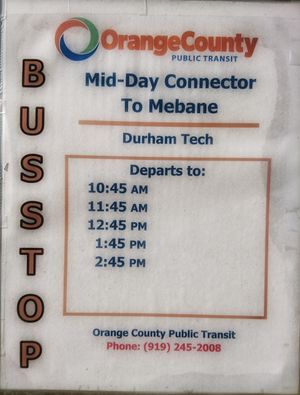 Image of a timetable at a bus stop.