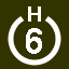 File:White 6 in white circle with H above.svg