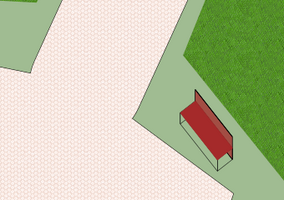 sample rendering of amenity=bench way as two extruded objects