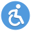a white wheelchair user on a blue background