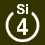 File:White 4 in white circle with Si above.svg