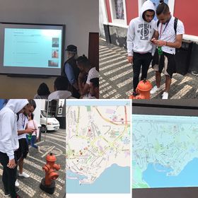 EuYoutH OSM/Angra do Heroísmo - Portmarnock Community School, Saarburg, Râmnicu Vâlcea, Angra do Heroísmo and A Guardia students of the EuYoutH OSM project mapping the hydrants and meeting points of Angra do Heroísmo, Terceira Island, Azores. Link text