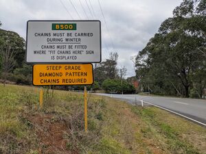 Victoria Australia chains must be carried sign