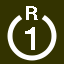 File:White 1 in white circle with R above.svg