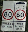80 unless raining, 60 when raining road sign