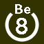 File:White 8 in white circle with Be above.svg