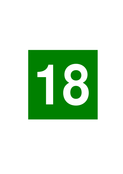 File:Weiße 18 auf grünem Quadrat.svg