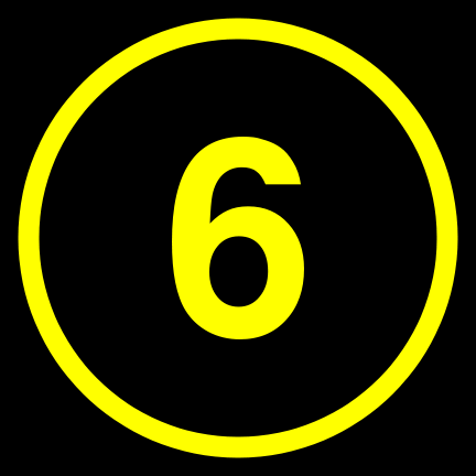 File:6 black yellow-round.svg