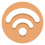 a white wifi symbol (waves moving up from one point) on an orange background