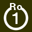 File:White 1 in white circle with Ro above.svg