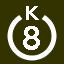 File:White 8 in white circle with K above.svg