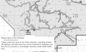 Sample map showing Off Highway Vehicle desingation
