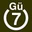 File:White 7 in white circle with Gü above.svg