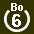 White 6 in white circle with Bo above.svg