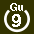 White 9 in white circle with Gu above.svg