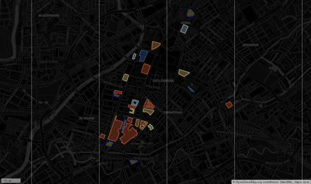 Buildings in Central Manchester originally mapped by Frankie Roberto