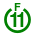 Green 11 in green circle with F above.svg