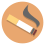 a cigarette with grey fume on an orange background