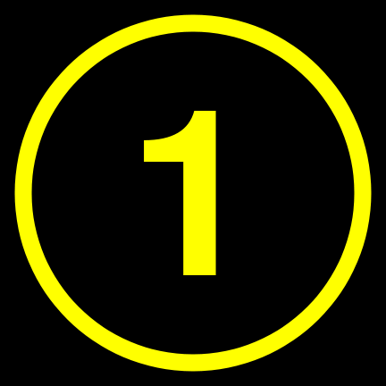 File:1 black yellow-round.svg