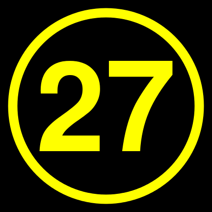 File:27 black yellow-round.svg
