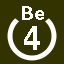 File:White 4 in white circle with Be above.svg