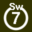 File:White 7 in white circle with Sw above.svg
