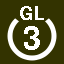 File:White 3 in white circle with GL above.svg